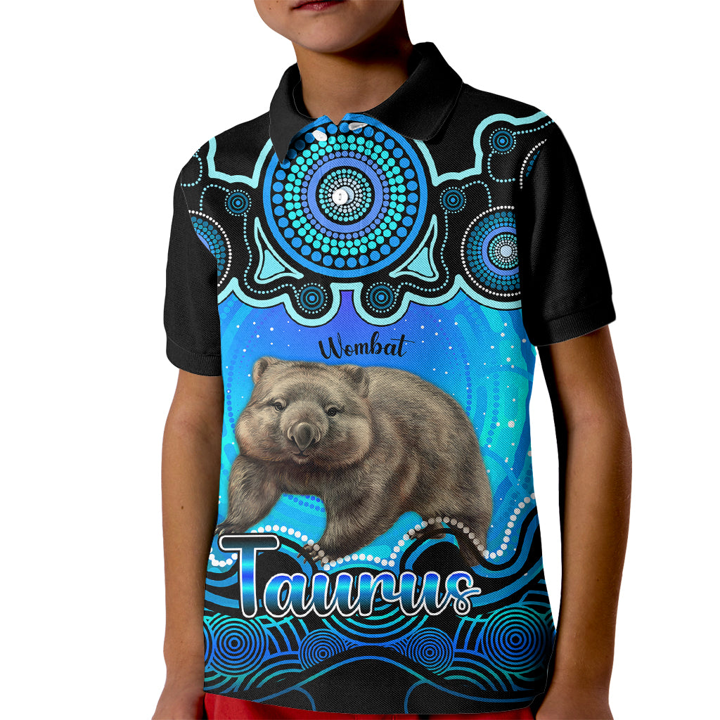 personalised-australia-taurus-wombat-zodiac-kid-polo-shirt-auz-astrology-aboriginal-aqua