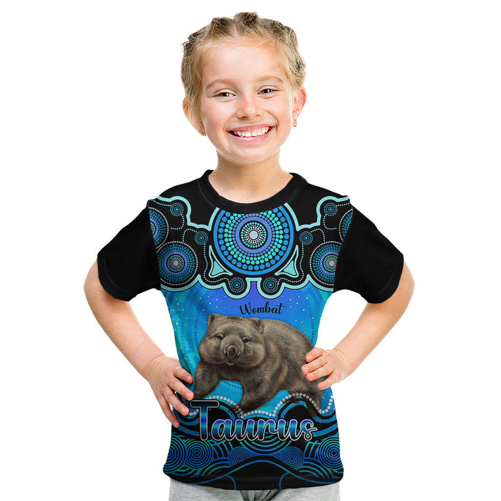 personalised-australia-taurus-wombat-zodiac-kid-t-shirt-auz-astrology-aboriginal-aqua