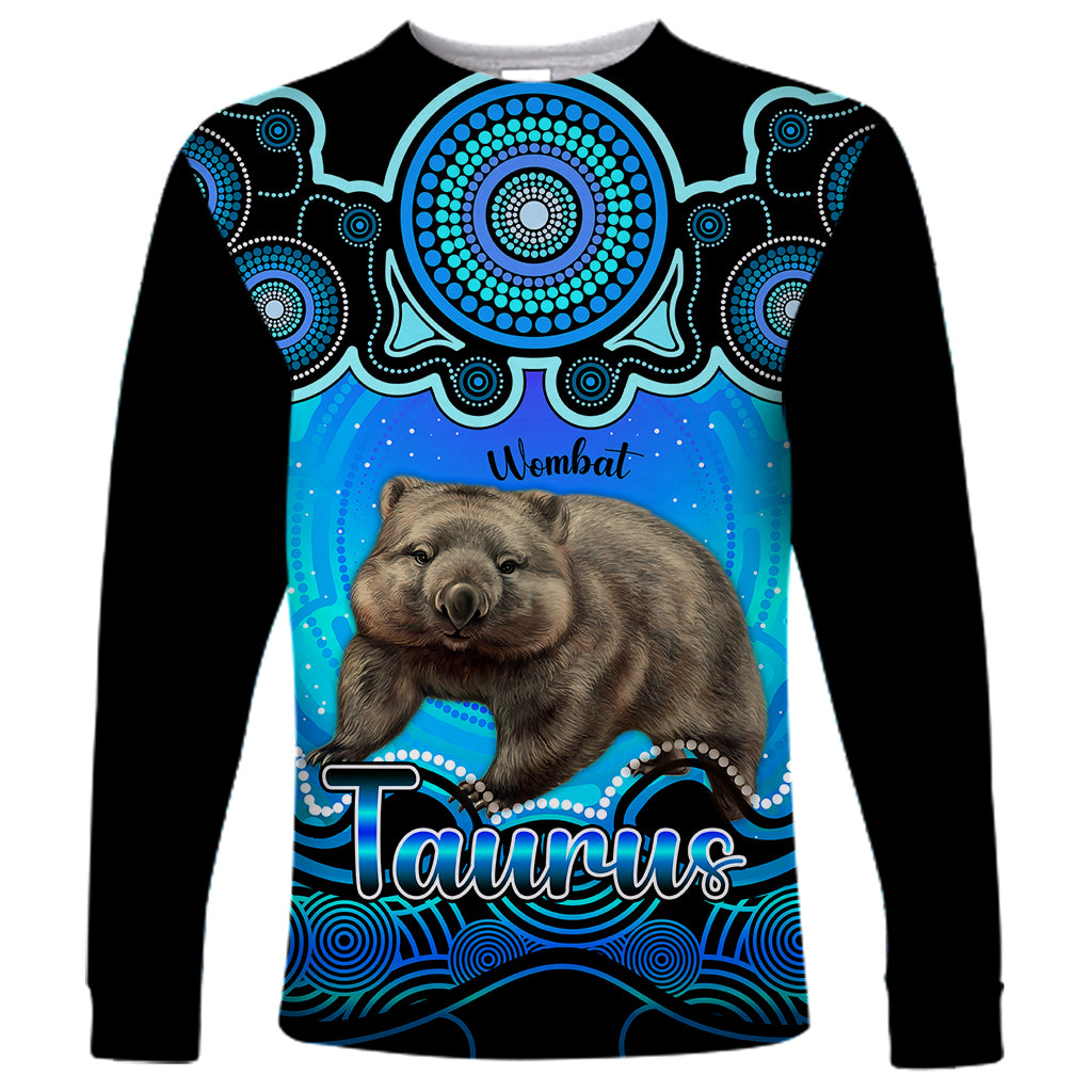 personalised-australia-taurus-wombat-zodiac-long-sleeve-shirt-auz-astrology-aboriginal-aqua