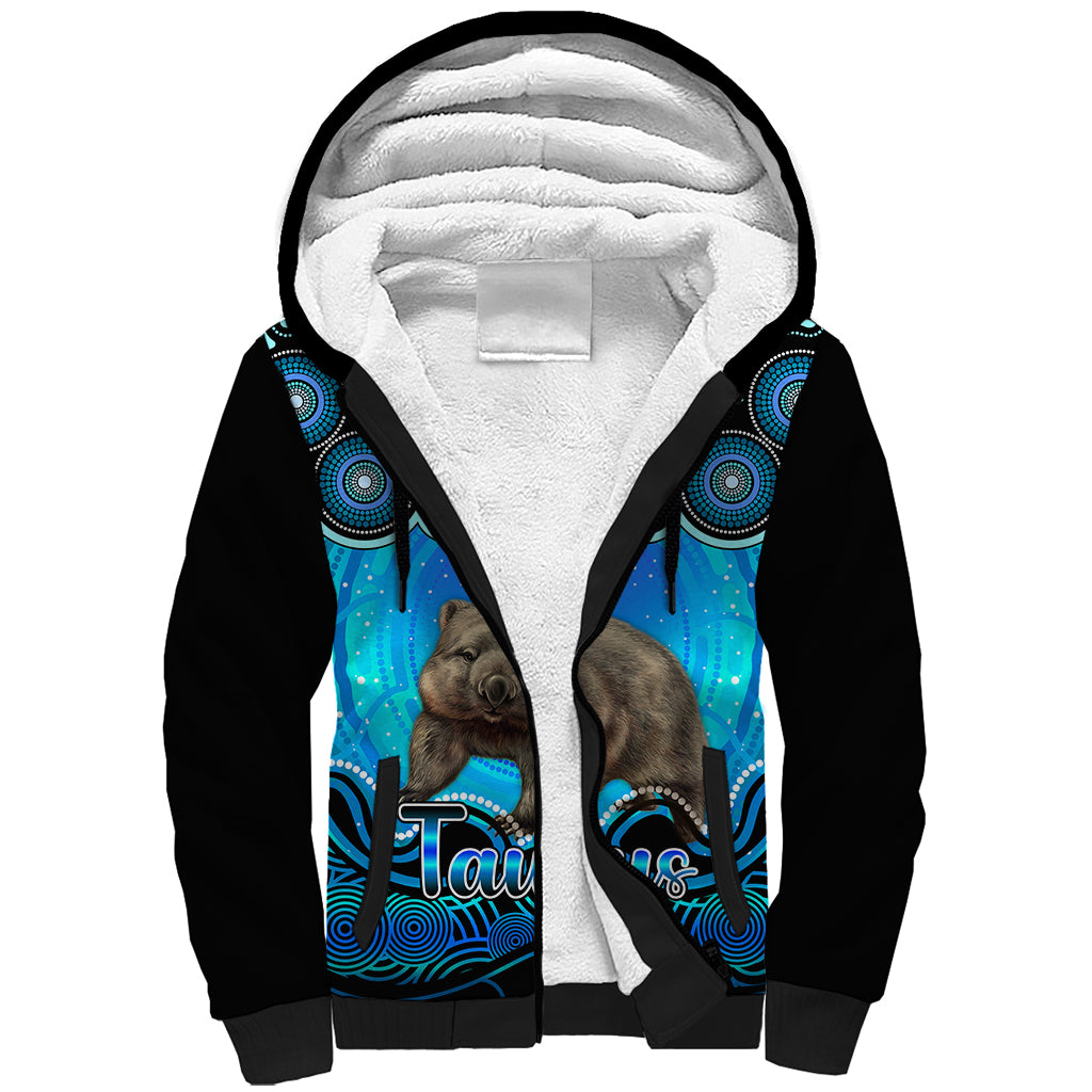 personalised-australia-taurus-wombat-zodiac-sherpa-hoodie-auz-astrology-aboriginal-aqua