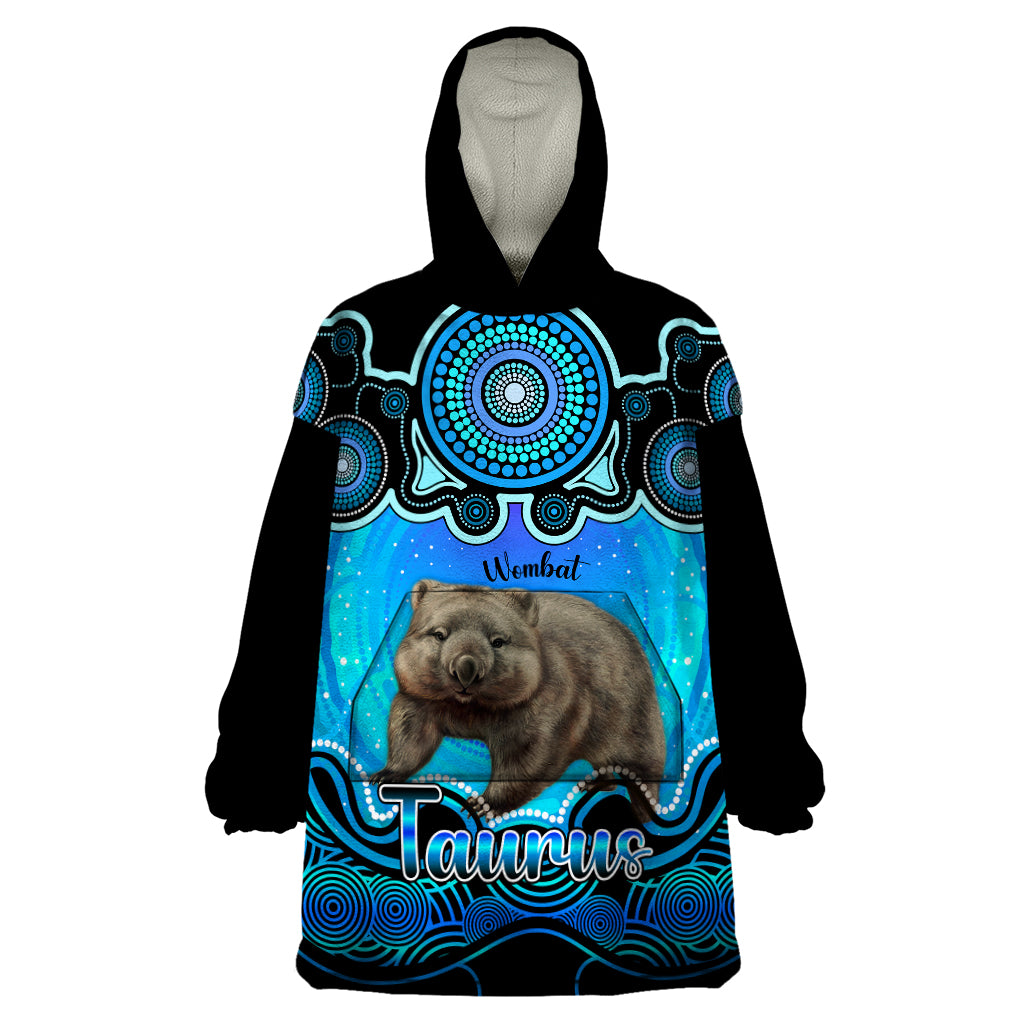 personalised-australia-taurus-wombat-zodiac-wearable-blanket-hoodie-auz-astrology-aboriginal-aqua