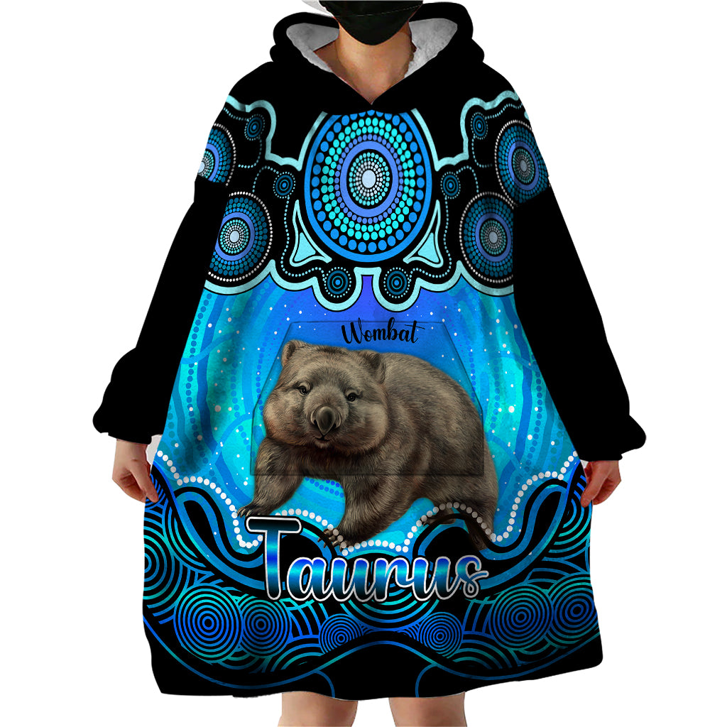 personalised-australia-taurus-wombat-zodiac-wearable-blanket-hoodie-auz-astrology-aboriginal-aqua