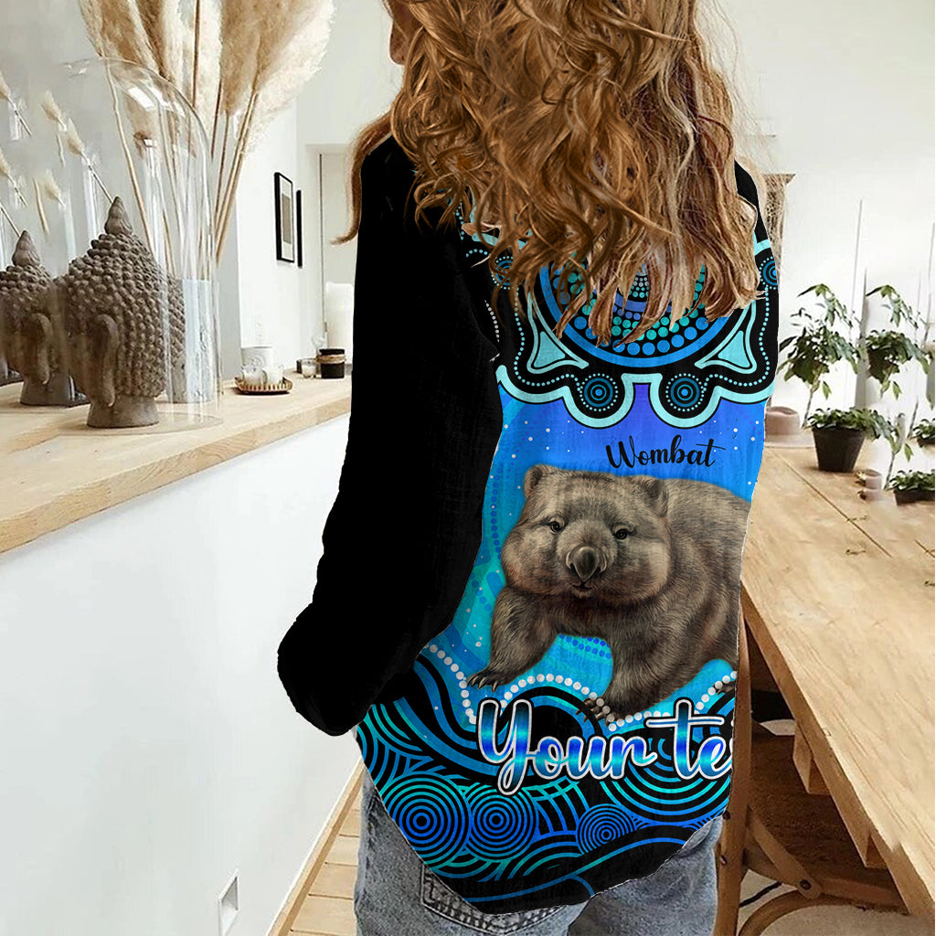 Personalised Australia Taurus Wombat Zodiac Women Casual Shirt Auz Astrology Aboriginal - Aqua LT9