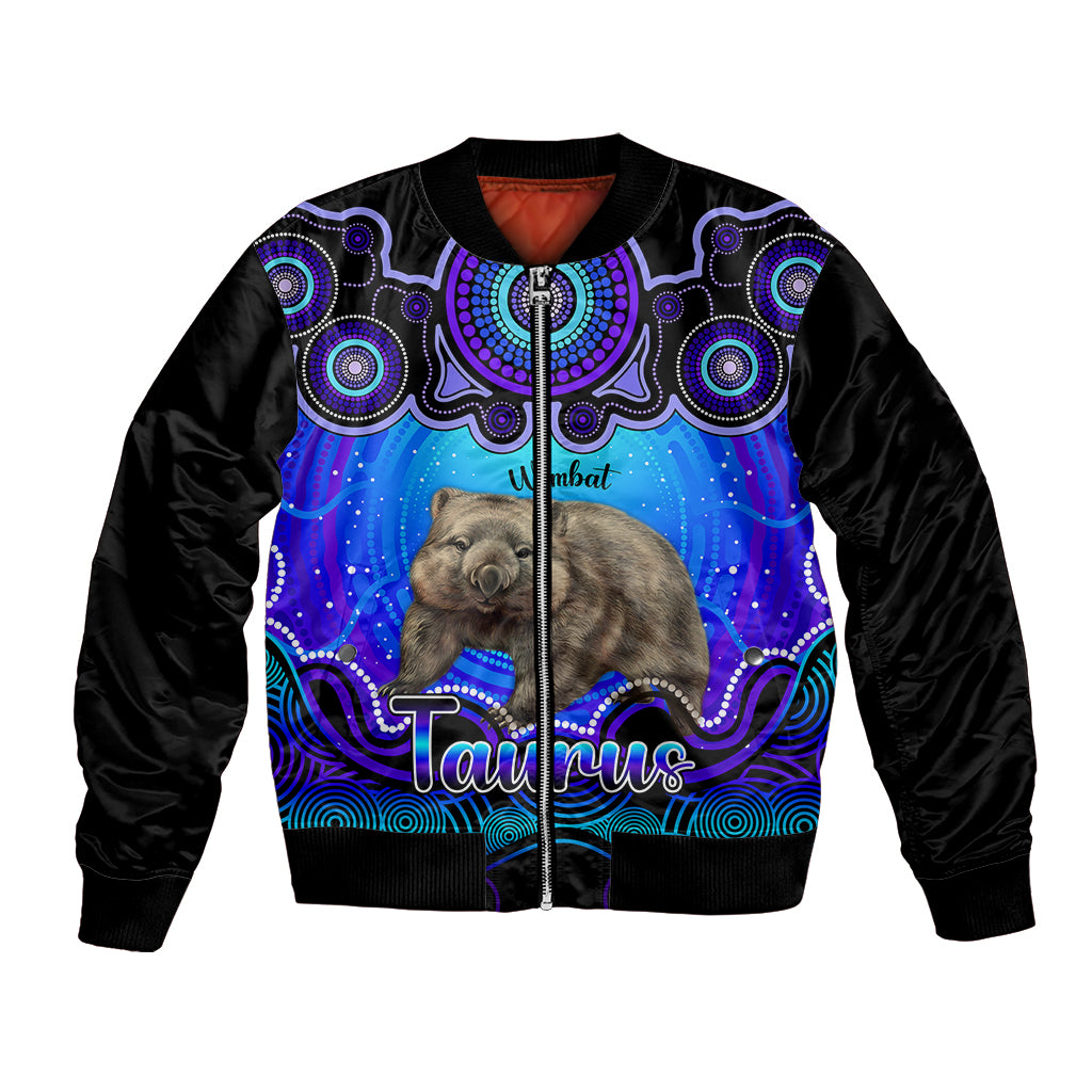 personalised-australia-taurus-wombat-zodiac-bomber-jacket-auz-astrology-aboriginal-blue