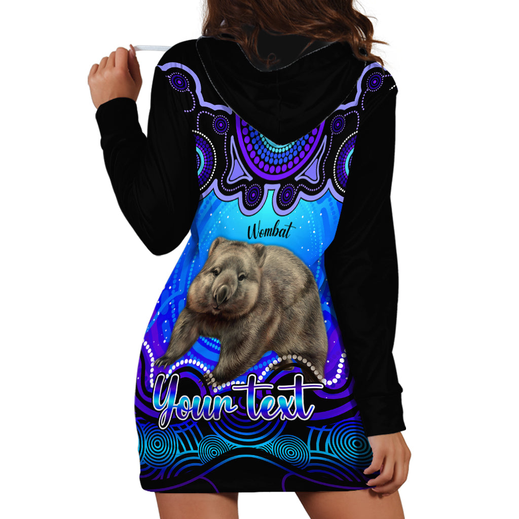 personalised-australia-taurus-wombat-zodiac-hoodie-dress-auz-astrology-aboriginal-blue