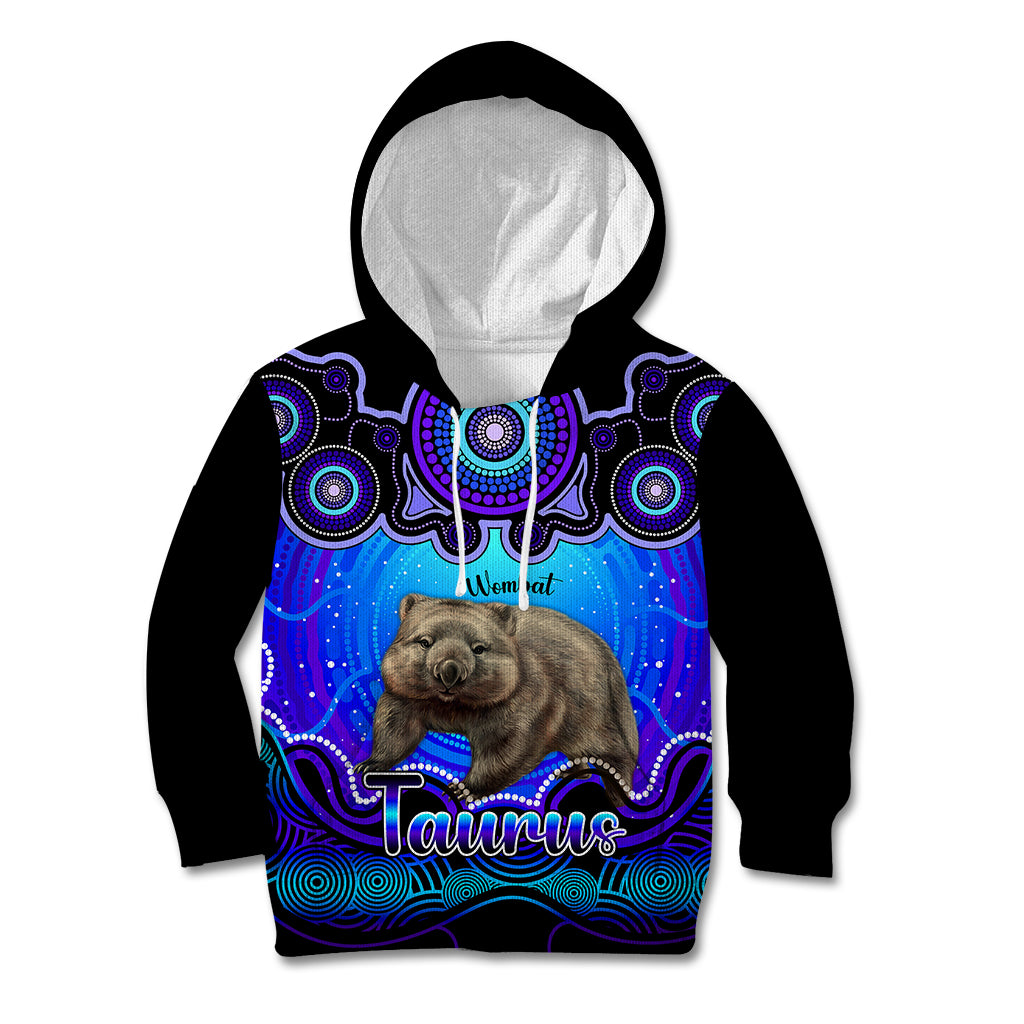 personalised-australia-taurus-wombat-zodiac-kid-hoodie-auz-astrology-aboriginal-blue