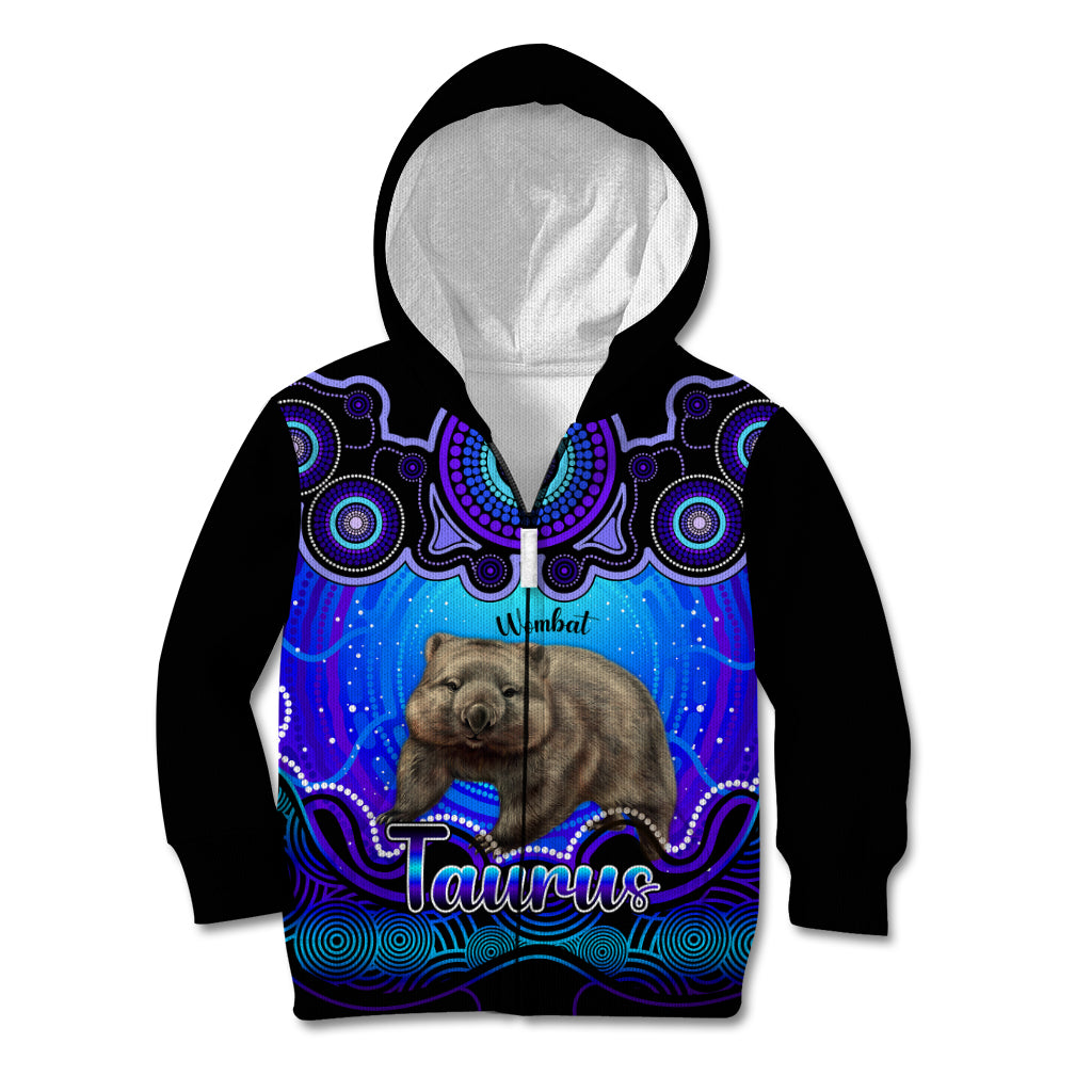 personalised-australia-taurus-wombat-zodiac-kid-hoodie-auz-astrology-aboriginal-blue