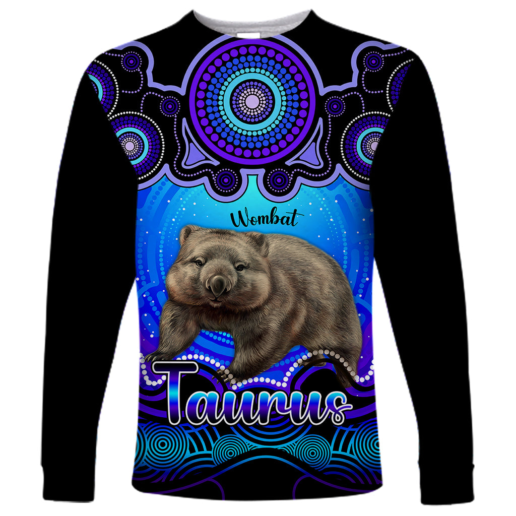 personalised-australia-taurus-wombat-zodiac-long-sleeve-shirt-auz-astrology-aboriginal-blue