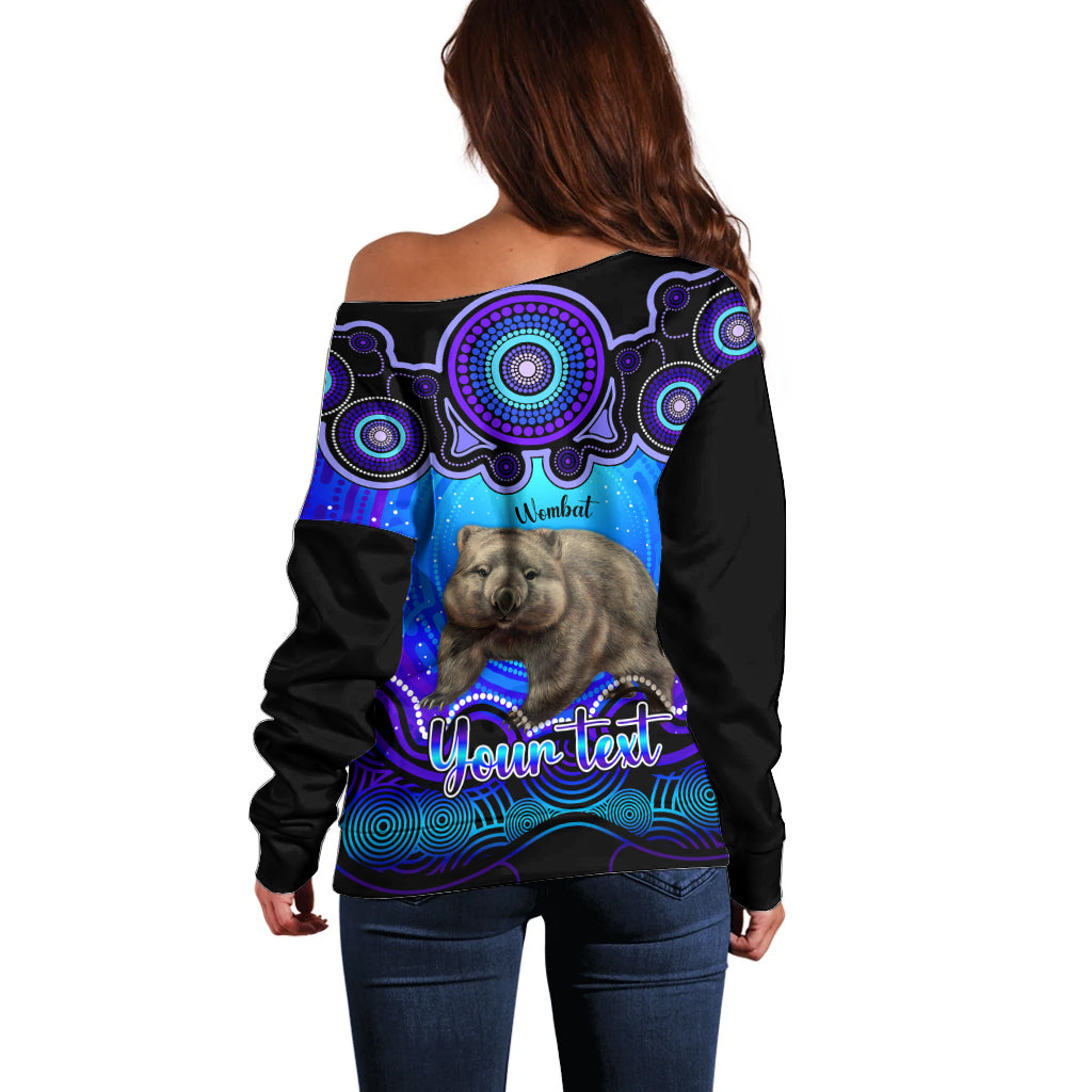 personalised-australia-taurus-wombat-zodiac-off-shoulder-sweater-auz-astrology-aboriginal-blue