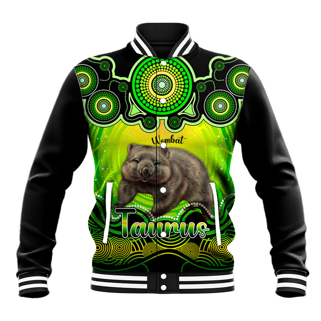 personalised-australia-taurus-wombat-zodiac-baseball-jacket-auz-astrology-aboriginal-green