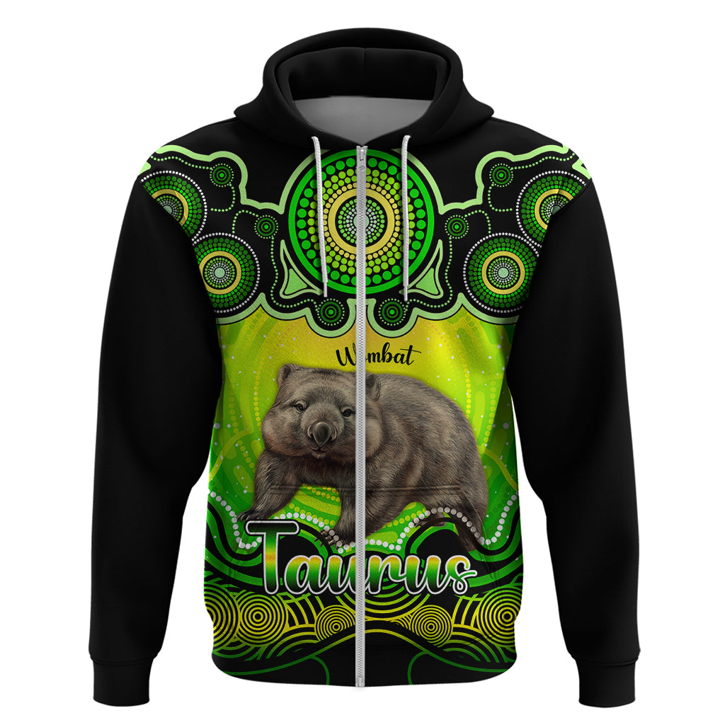 personalised-australia-taurus-wombat-zodiac-hoodie-auz-astrology-aboriginal-green