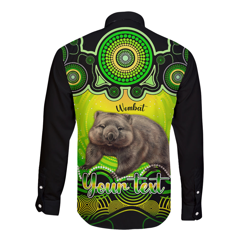 personalised-australia-taurus-wombat-zodiac-long-sleeve-button-shirt-auz-astrology-aboriginal-green