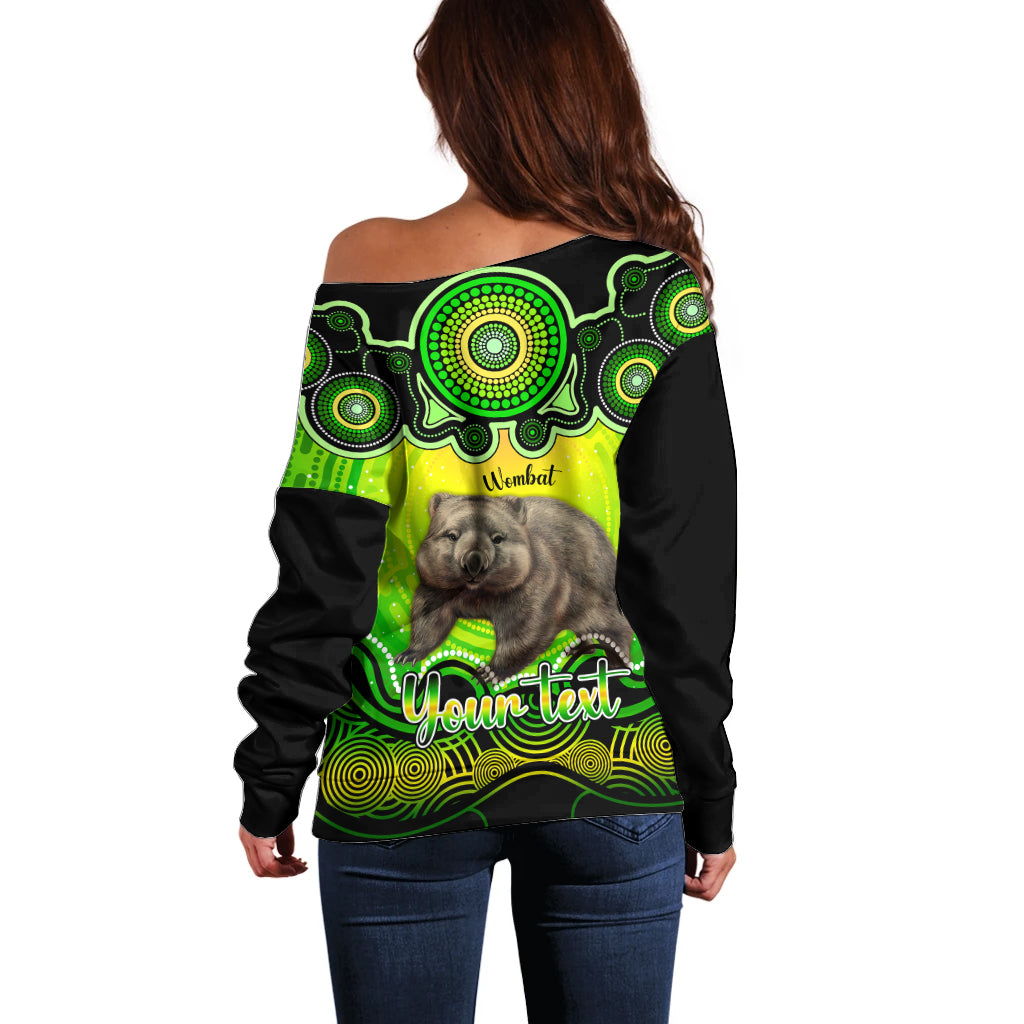 personalised-australia-taurus-wombat-zodiac-off-shoulder-sweater-auz-astrology-aboriginal-green