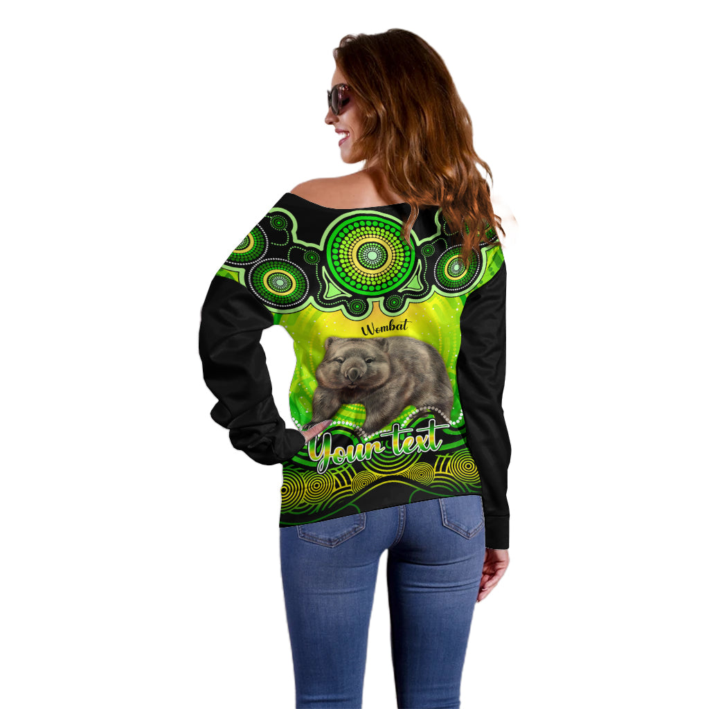 personalised-australia-taurus-wombat-zodiac-off-shoulder-sweater-auz-astrology-aboriginal-green