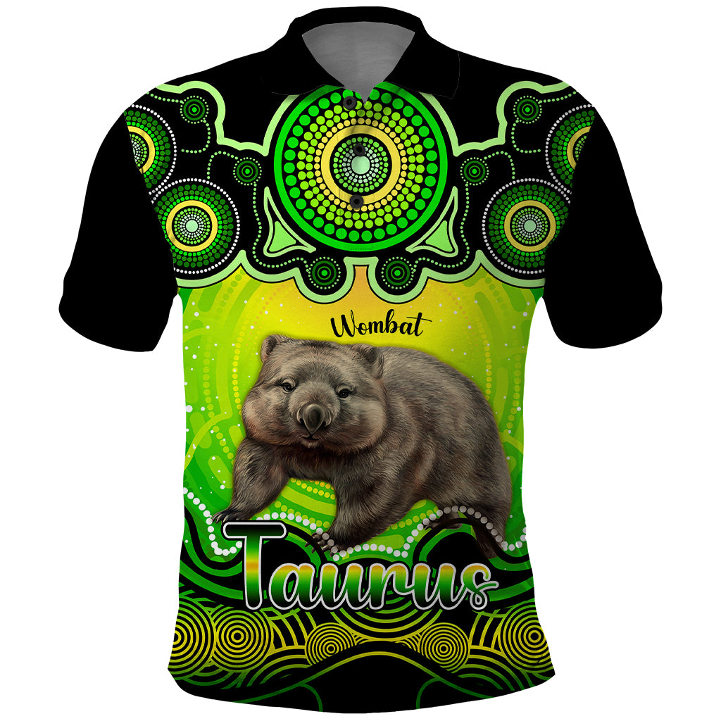 personalised-australia-taurus-wombat-zodiac-polo-shirt-auz-astrology-aboriginal-green