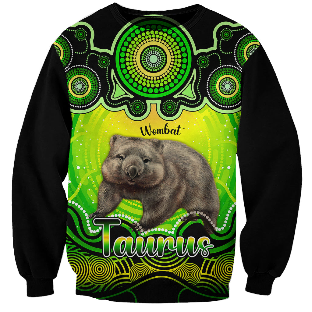 personalised-australia-taurus-wombat-zodiac-sweatshirt-auz-astrology-aboriginal-green