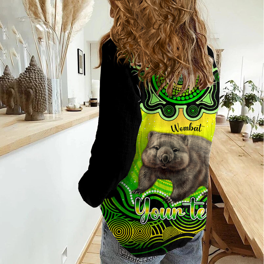 Personalised Australia Taurus Wombat Zodiac Women Casual Shirt Auz Astrology Aboriginal - Green LT9