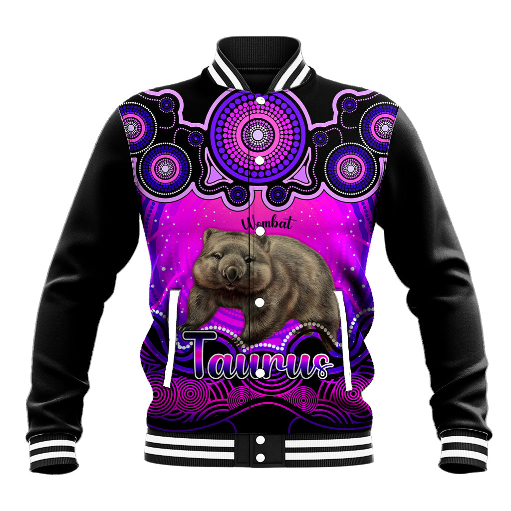 personalised-australia-taurus-wombat-zodiac-baseball-jacket-auz-astrology-aboriginal-magenta