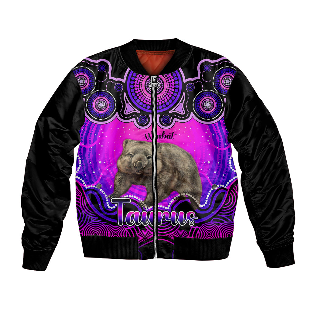 personalised-australia-taurus-wombat-zodiac-bomber-jacket-auz-astrology-aboriginal-magenta