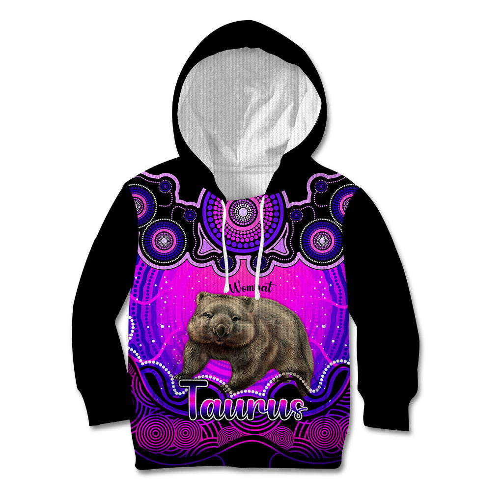 personalised-australia-taurus-wombat-zodiac-kid-hoodie-auz-astrology-aboriginal-magenta