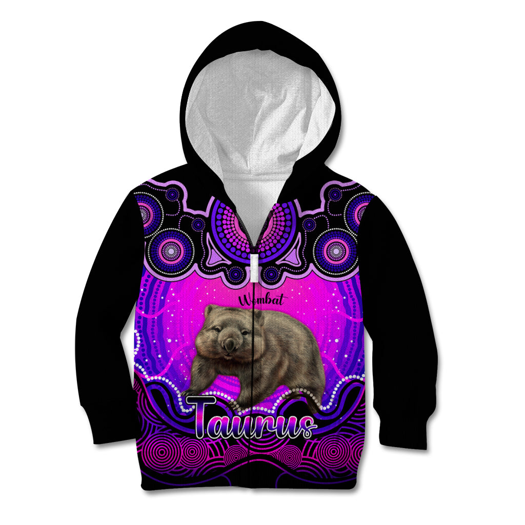 personalised-australia-taurus-wombat-zodiac-kid-hoodie-auz-astrology-aboriginal-magenta