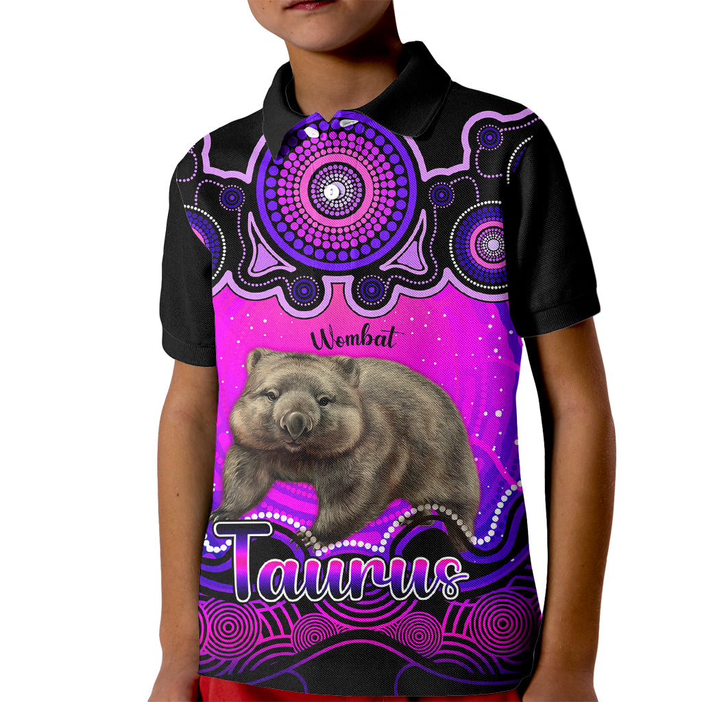 personalised-australia-taurus-wombat-zodiac-kid-polo-shirt-auz-astrology-aboriginal-magenta