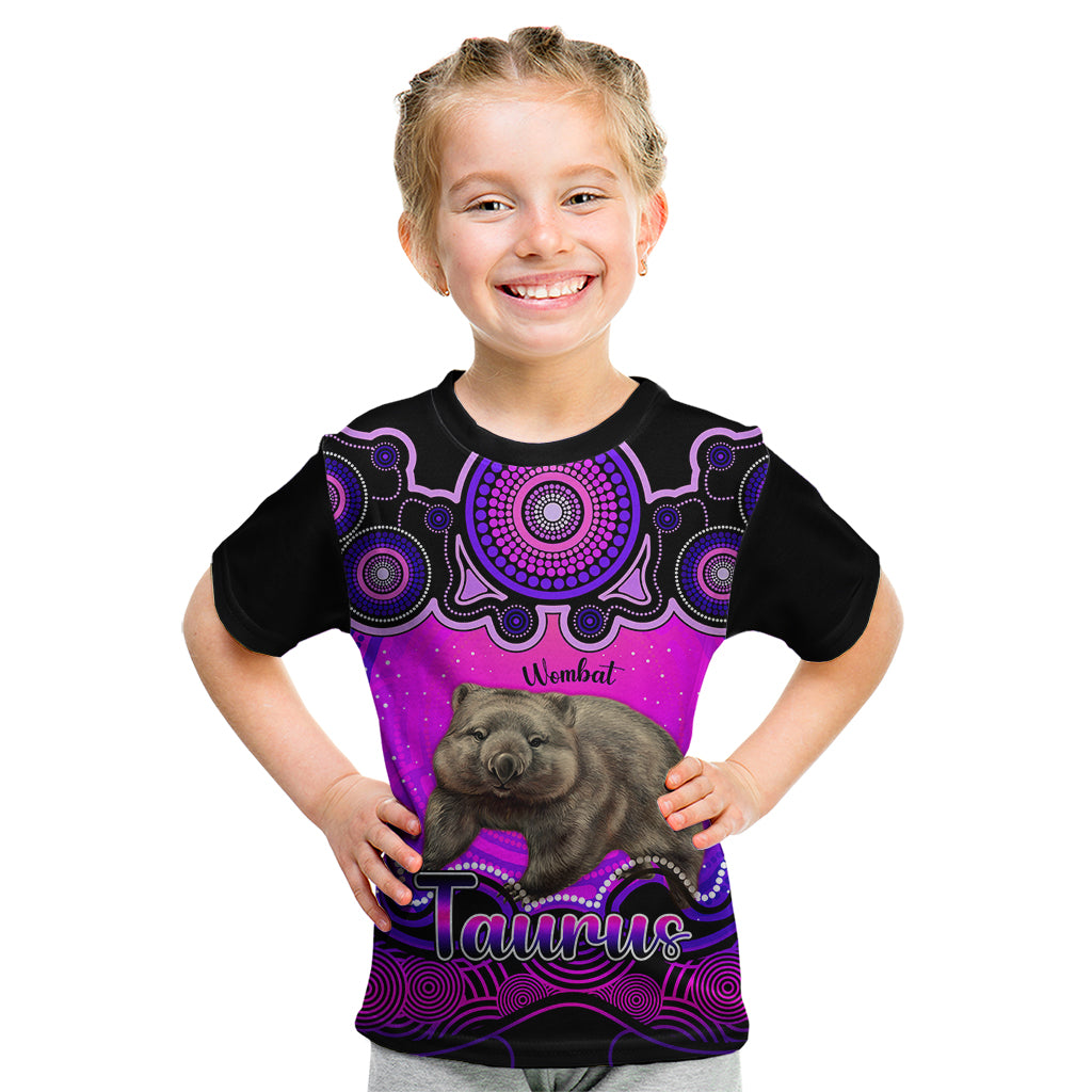 personalised-australia-taurus-wombat-zodiac-kid-t-shirt-auz-astrology-aboriginal-magenta