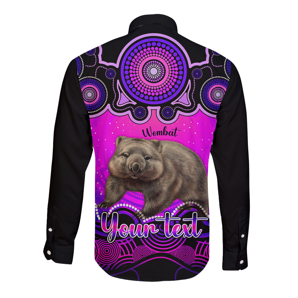 personalised-australia-taurus-wombat-zodiac-long-sleeve-button-shirt-auz-astrology-aboriginal-magenta