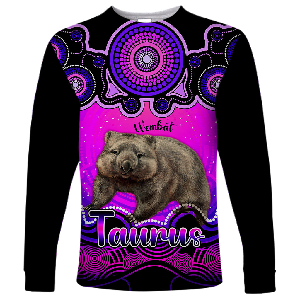 personalised-australia-taurus-wombat-zodiac-long-sleeve-shirt-auz-astrology-aboriginal-magenta