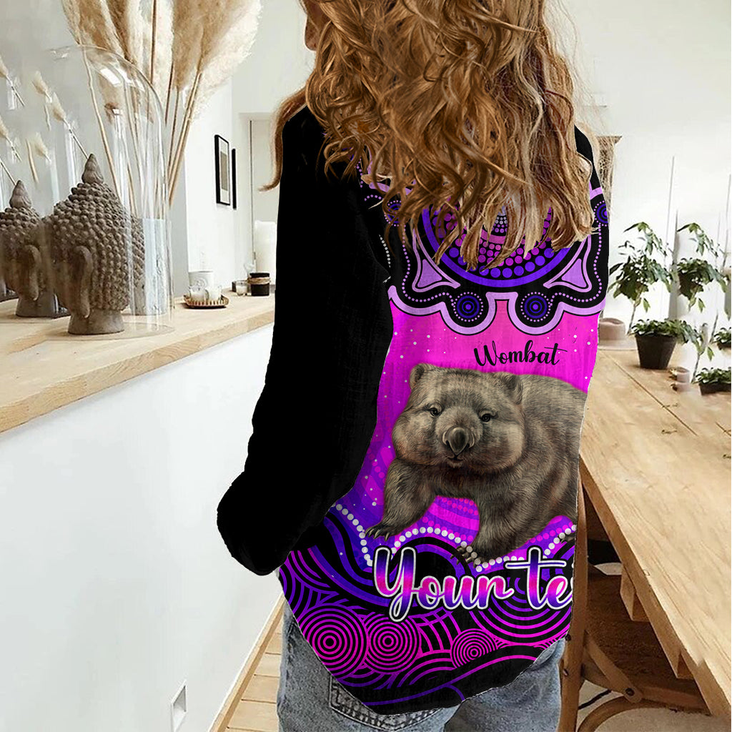 Personalised Australia Taurus Wombat Zodiac Women Casual Shirt Auz Astrology Aboriginal - Magenta LT9