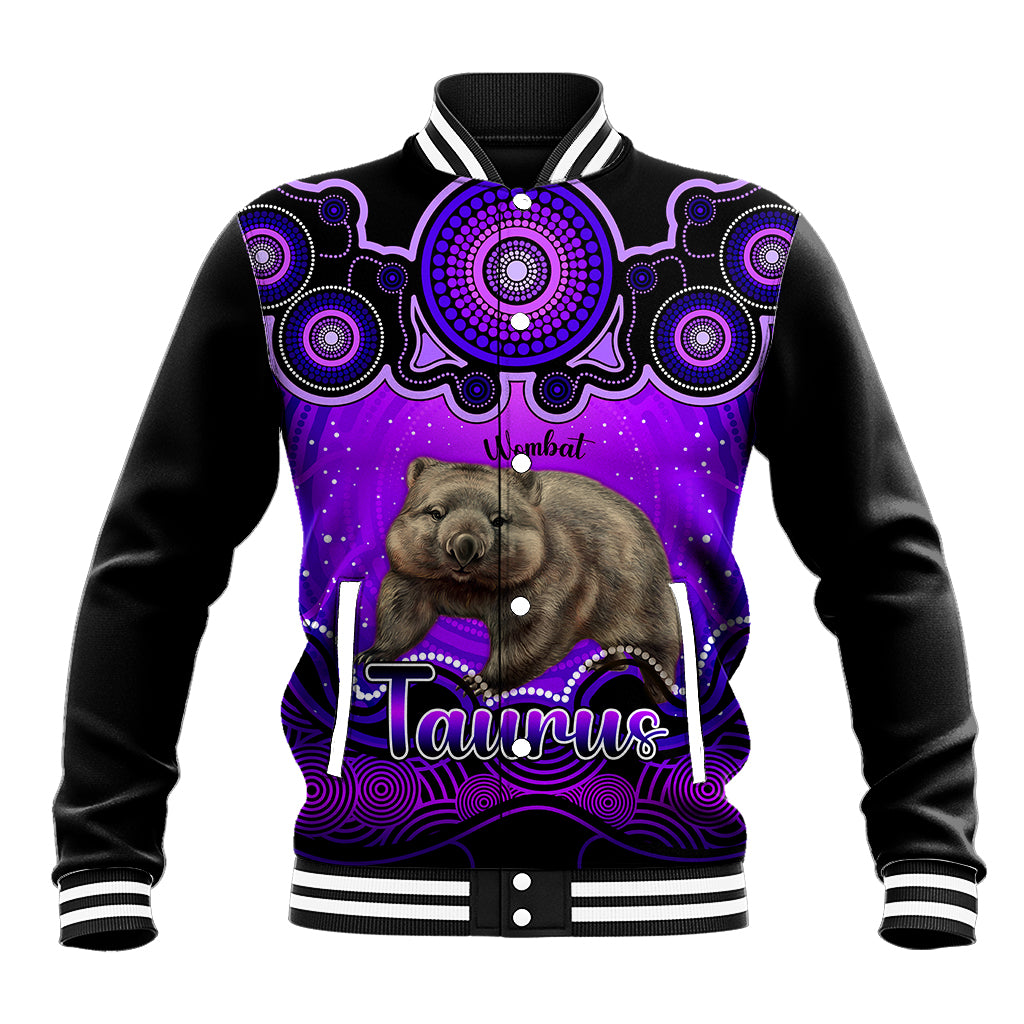 personalised-australia-taurus-wombat-zodiac-baseball-jacket-auz-astrology-aboriginal-purple