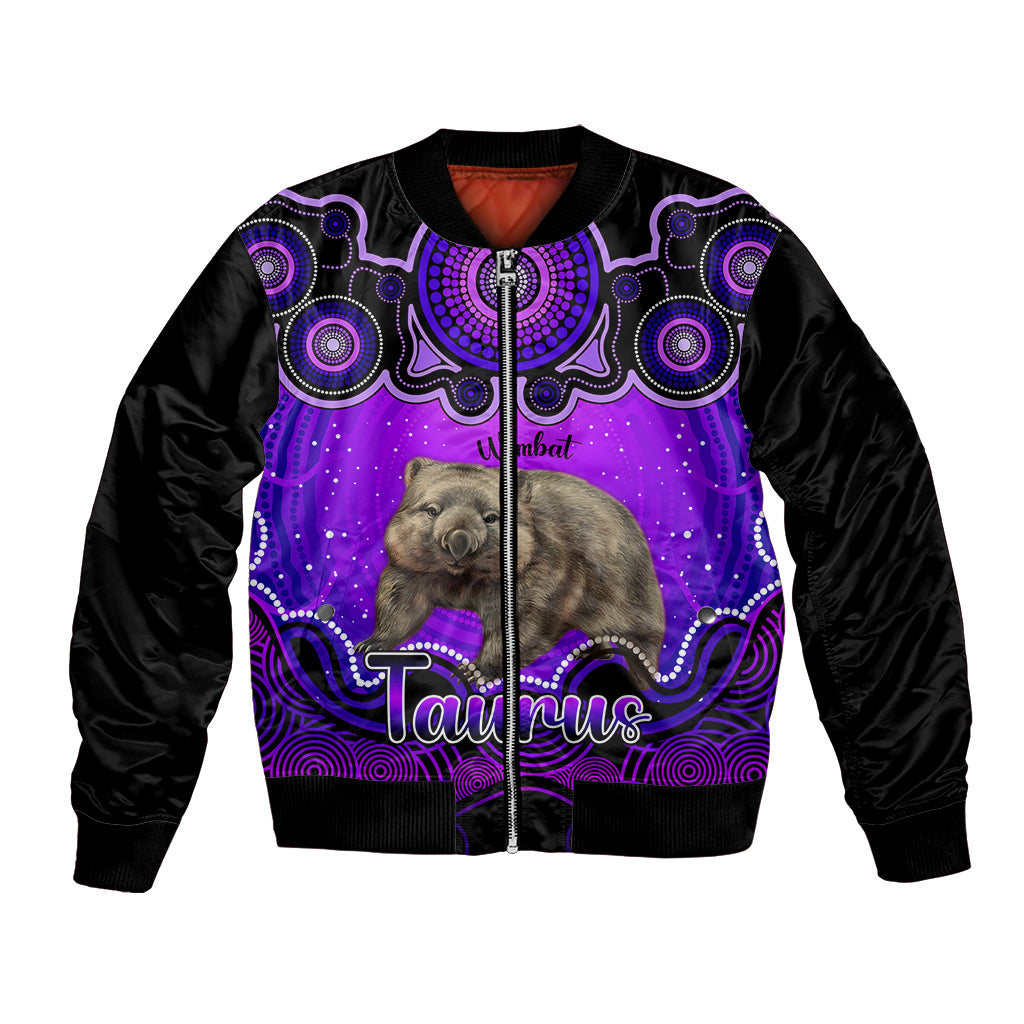 personalised-australia-taurus-wombat-zodiac-bomber-jacket-auz-astrology-aboriginal-purple