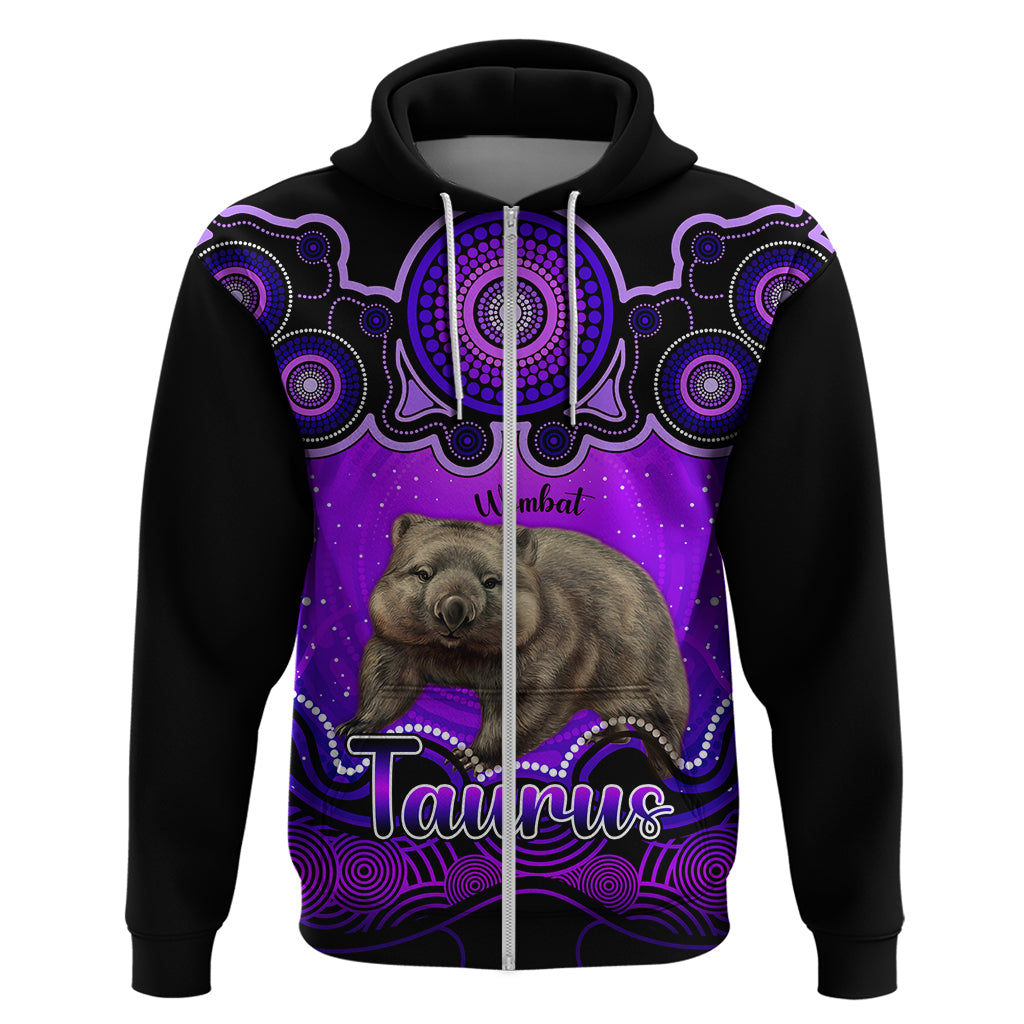 personalised-australia-taurus-wombat-zodiac-hoodie-auz-astrology-aboriginal-purple