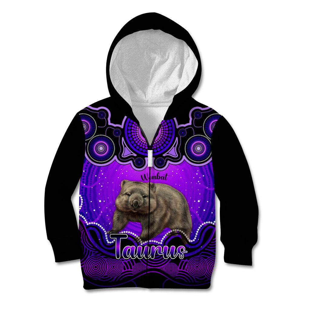 personalised-australia-taurus-wombat-zodiac-kid-hoodie-auz-astrology-aboriginal-purple