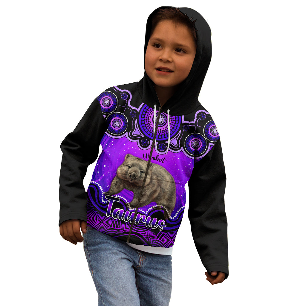 personalised-australia-taurus-wombat-zodiac-kid-hoodie-auz-astrology-aboriginal-purple