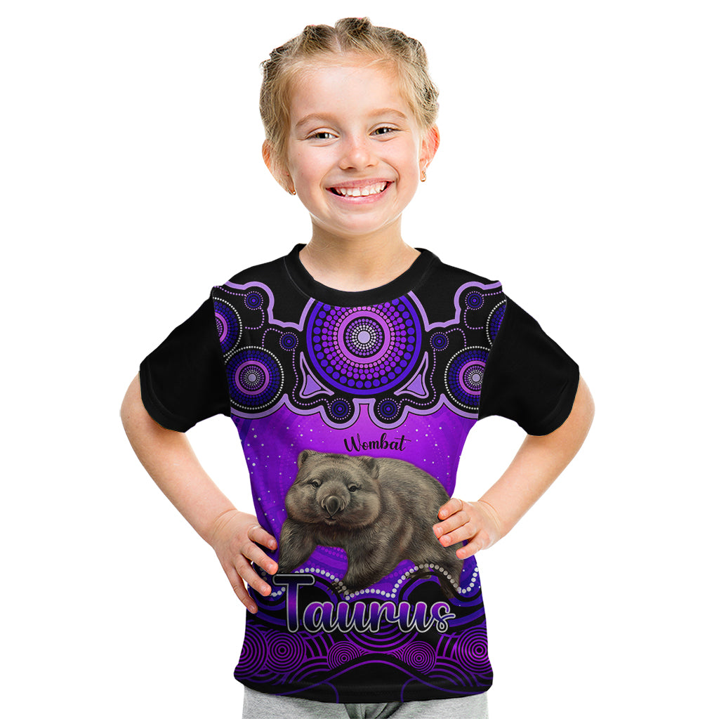 personalised-australia-taurus-wombat-zodiac-kid-t-shirt-auz-astrology-aboriginal-purple