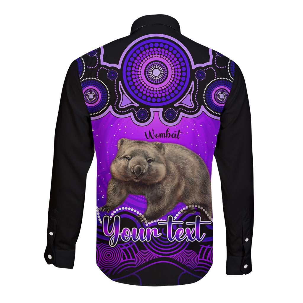 personalised-australia-taurus-wombat-zodiac-long-sleeve-button-shirt-auz-astrology-aboriginal-purple