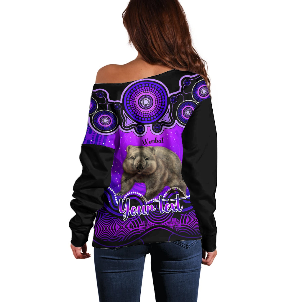 personalised-australia-taurus-wombat-zodiac-off-shoulder-sweater-auz-astrology-aboriginal-purple