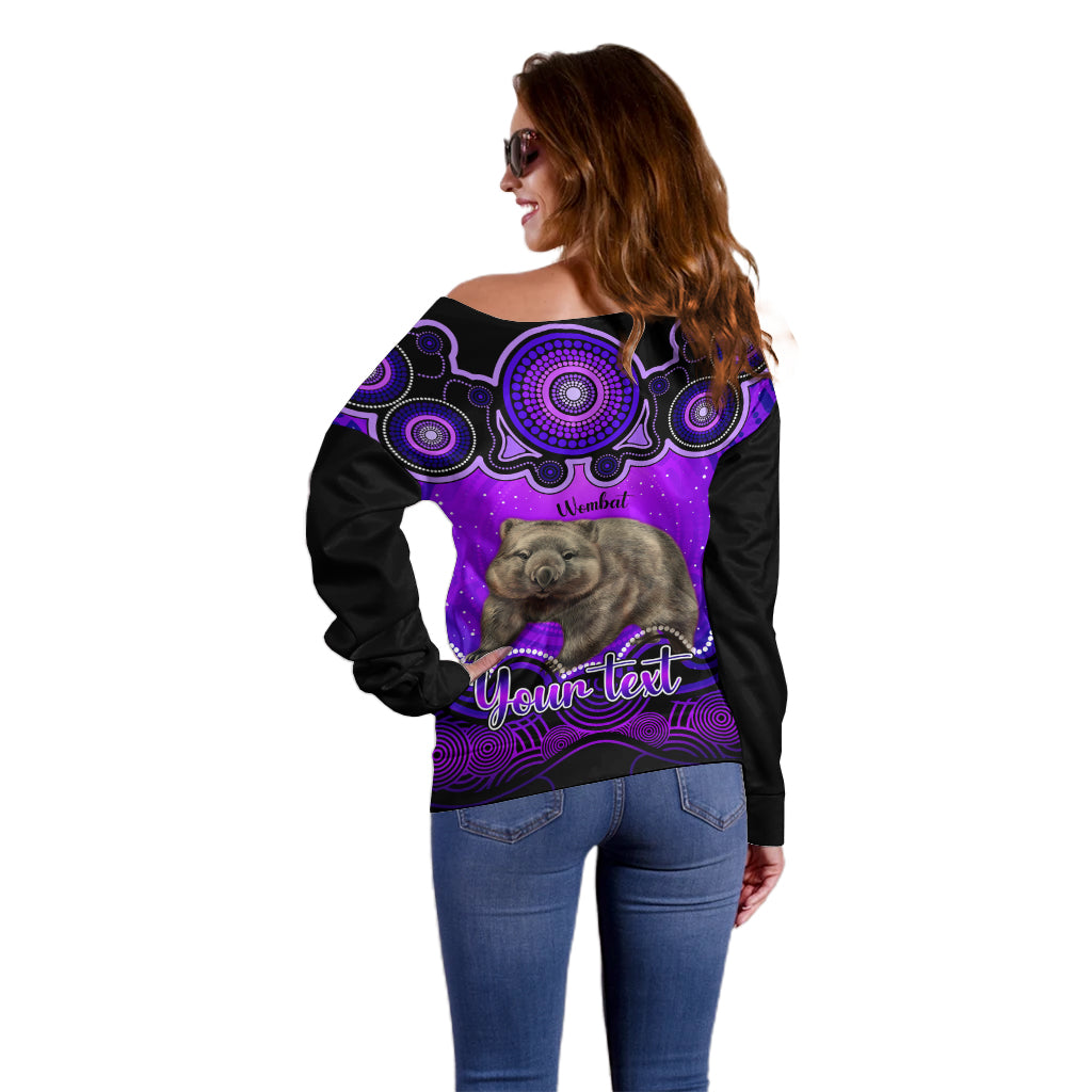 personalised-australia-taurus-wombat-zodiac-off-shoulder-sweater-auz-astrology-aboriginal-purple