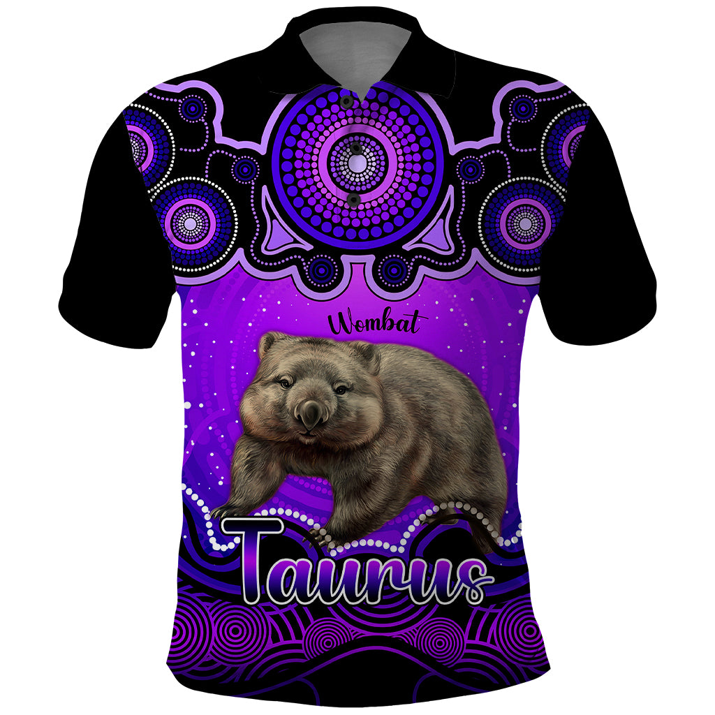 personalised-australia-taurus-wombat-zodiac-polo-shirt-auz-astrology-aboriginal-purple