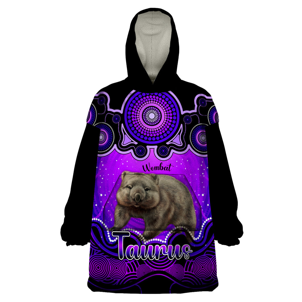 personalised-australia-taurus-wombat-zodiac-wearable-blanket-hoodie-auz-astrology-aboriginal-purple