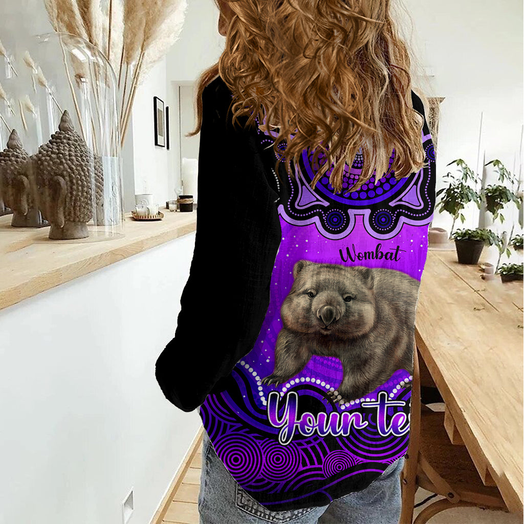 Personalised Australia Taurus Wombat Zodiac Women Casual Shirt Auz Astrology Aboriginal - Purple LT9