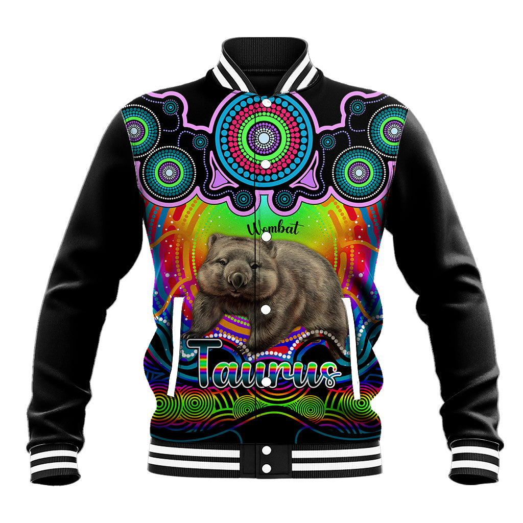 personalised-australia-taurus-wombat-zodiac-baseball-jacket-auz-astrology-aboriginal-rainbow