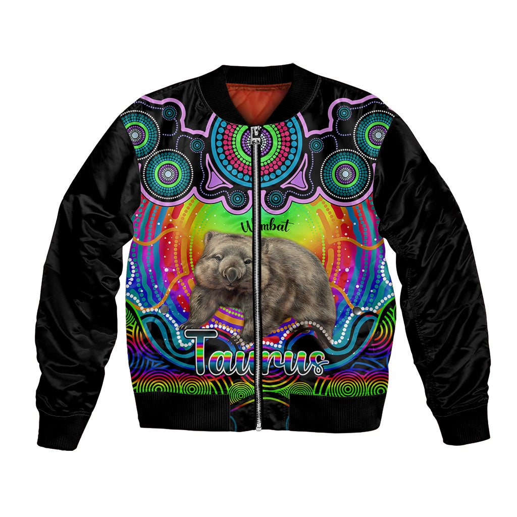 personalised-australia-taurus-wombat-zodiac-bomber-jacket-auz-astrology-aboriginal-rainbow