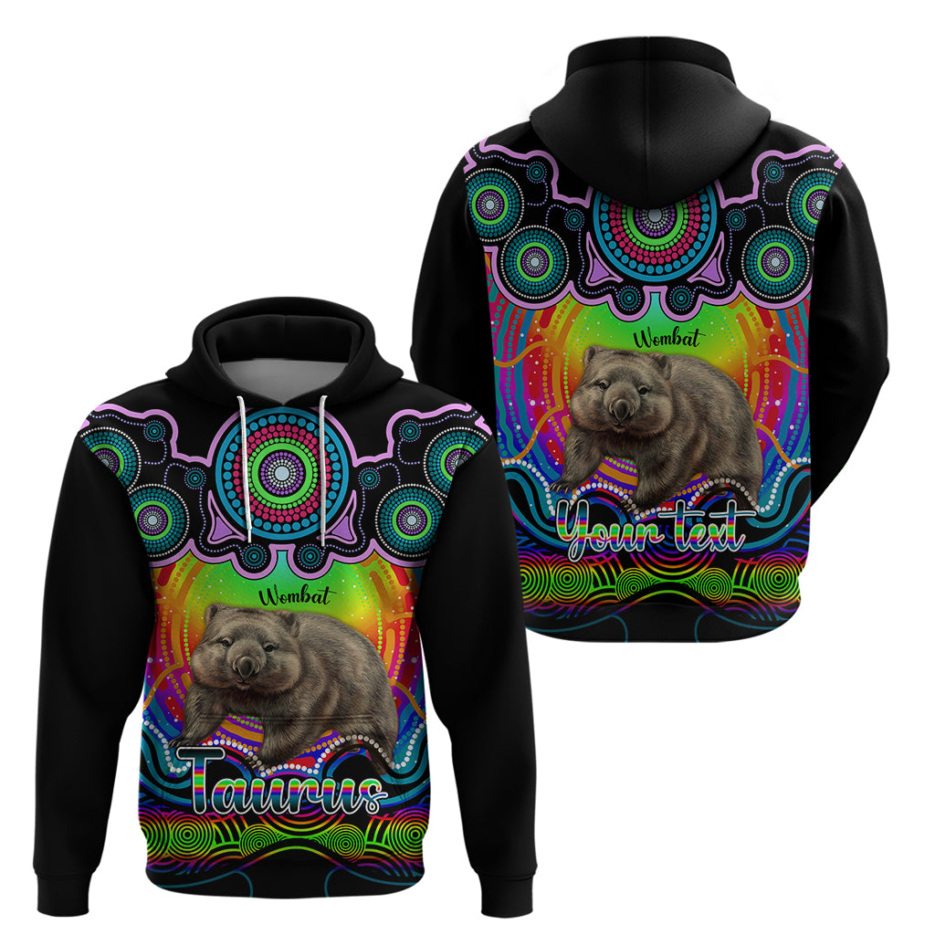 personalised-australia-taurus-wombat-zodiac-hoodie-auz-astrology-aboriginal-rainbow