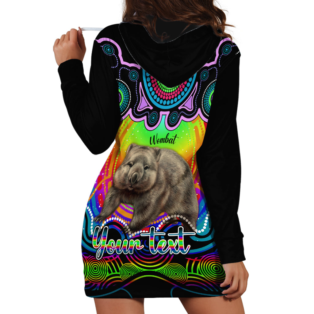 personalised-australia-taurus-wombat-zodiac-hoodie-dress-auz-astrology-aboriginal-rainbow