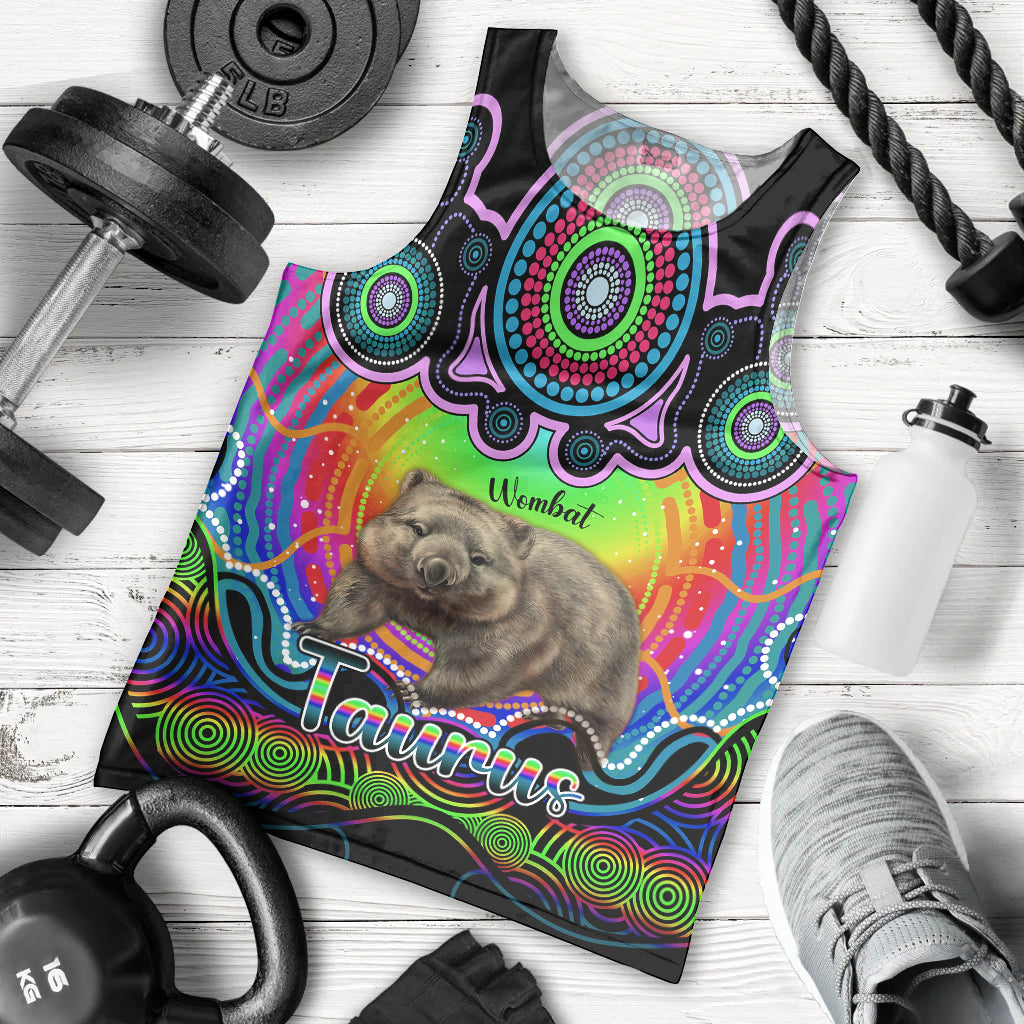 personalised-australia-taurus-wombat-zodiac-men-tank-top-auz-astrology-aboriginal-rainbow