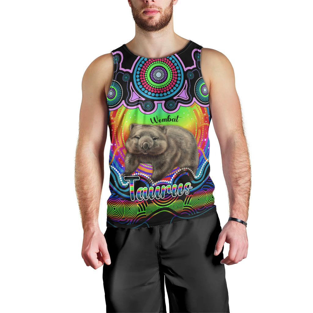 personalised-australia-taurus-wombat-zodiac-men-tank-top-auz-astrology-aboriginal-rainbow