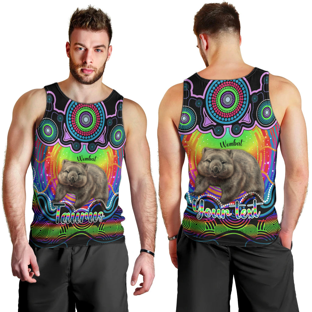 personalised-australia-taurus-wombat-zodiac-men-tank-top-auz-astrology-aboriginal-rainbow