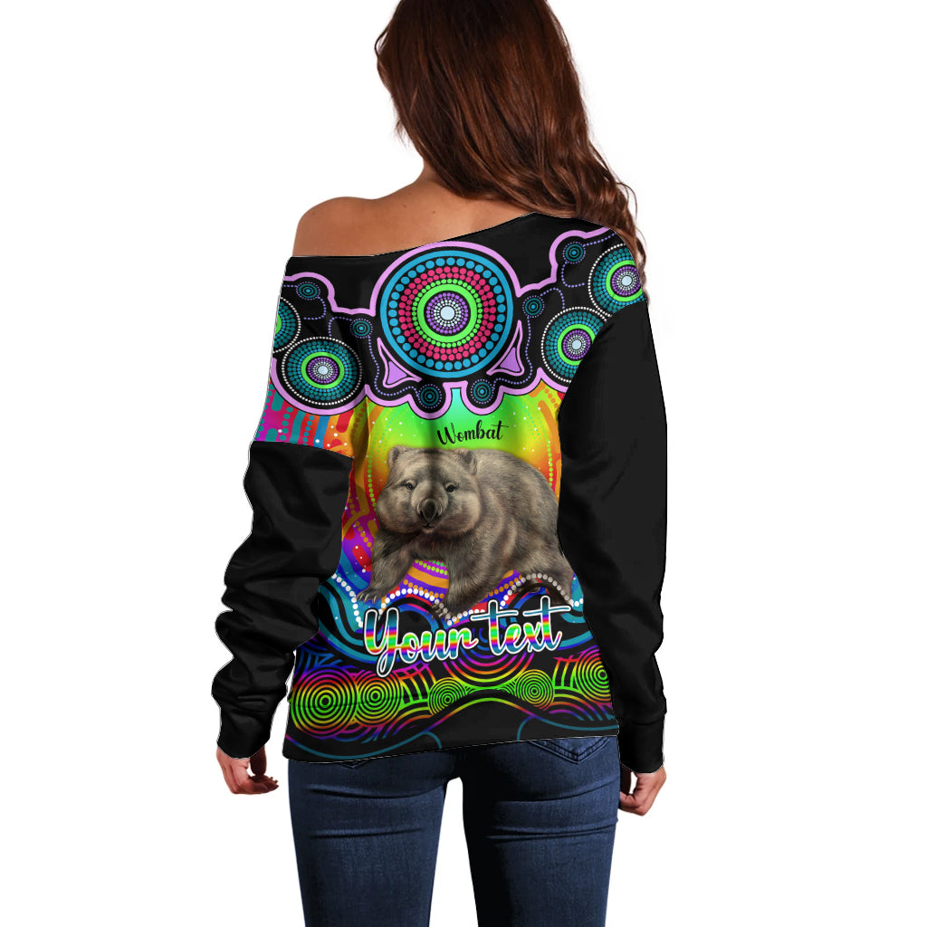 personalised-australia-taurus-wombat-zodiac-off-shoulder-sweater-auz-astrology-aboriginal-rainbow